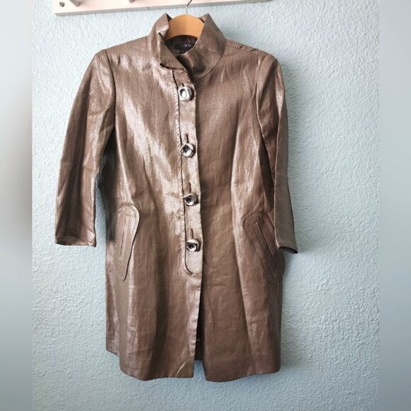 Per Se Ramie tunic style blazer jacket front oversize buttons NWOT 3/4 sleeve - Picture 1 of 8